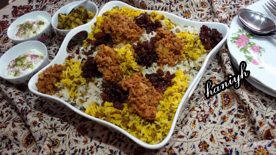 عدس پلو مخلوط