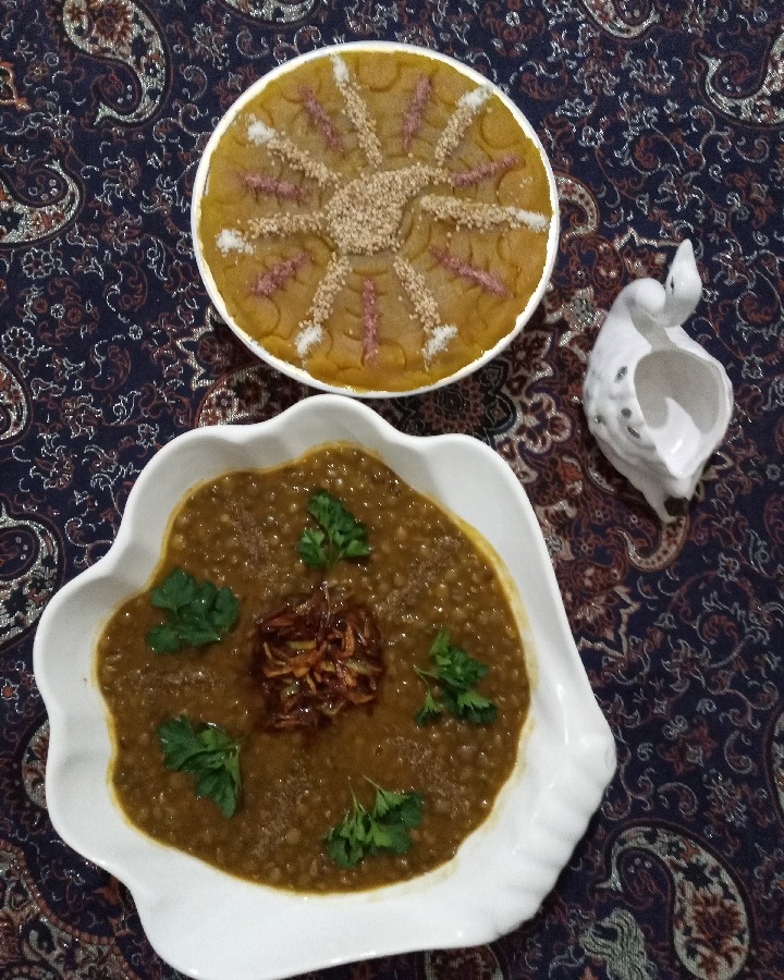 عکس افطاری خوراک عدسی...وحلوای هل وزعفران