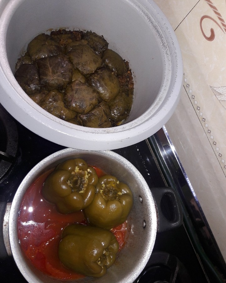 دلمه ی برگ مو و دلمه ی فلفل دلمه