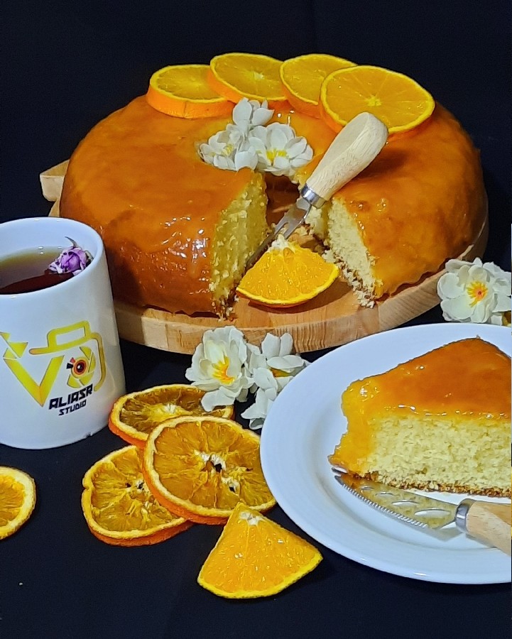 عکس کیک پرتقال با سس پرتقال
