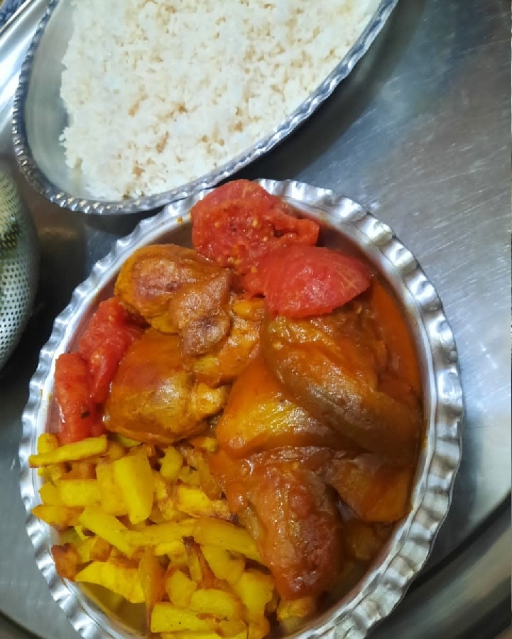 عکس خوراک مرغ وبادمجون