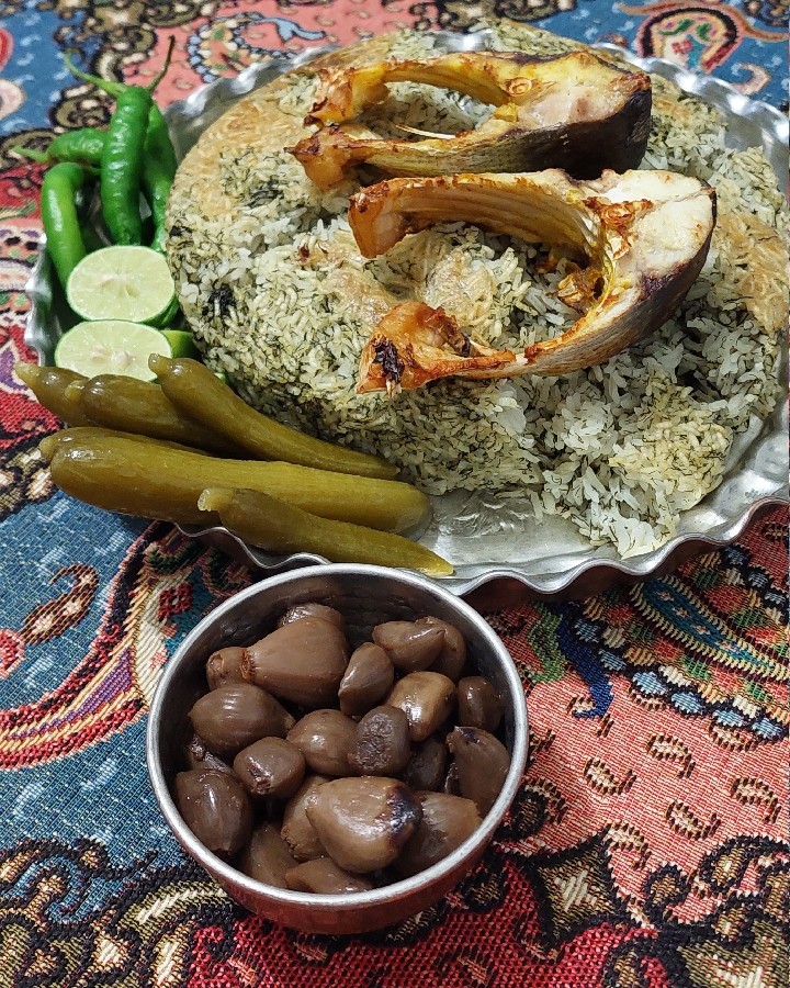 عکس شوید پلو با ماهی
