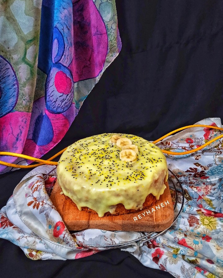 عکس کیک موز و گردو با کرم موزی#کافی شاپی