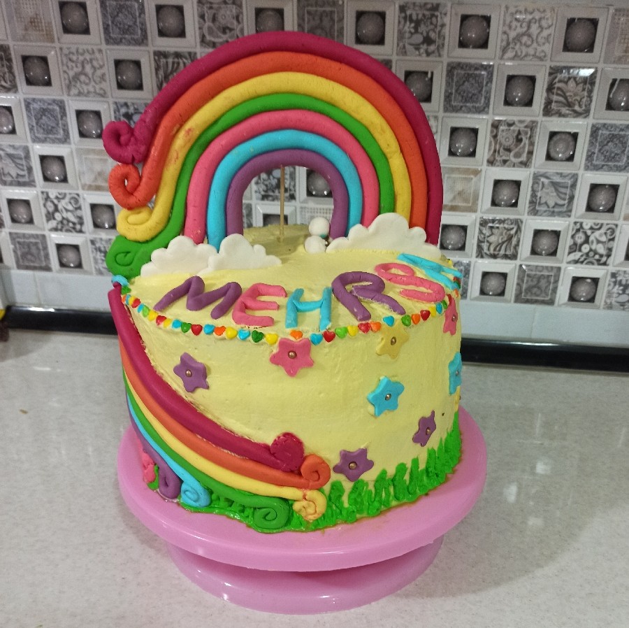 کیک رنگین کمان من برای تولد سه سالگی دختر قشنگم 