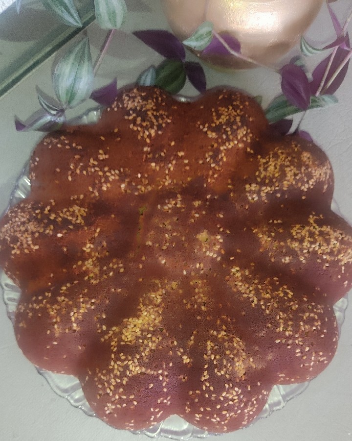 عکس کیک کنجدی  زعفران و گلاب
