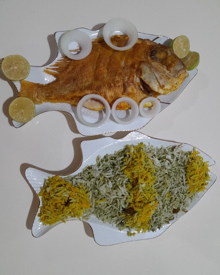 عکس شوید پلو و ماهی سرخ شده (جنوبی)..