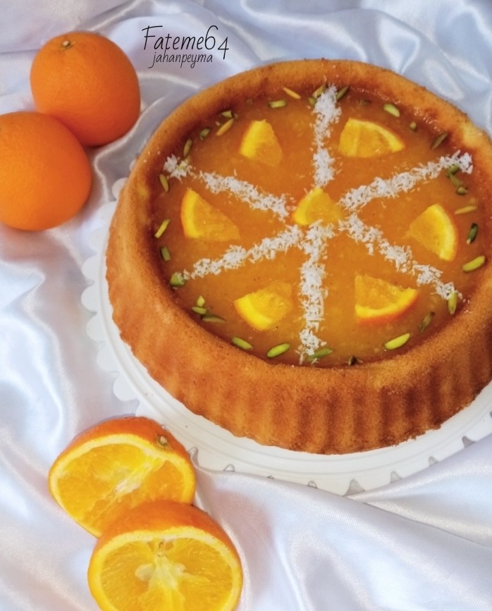 عکس کیک پرتقال با سس پرتقالی
