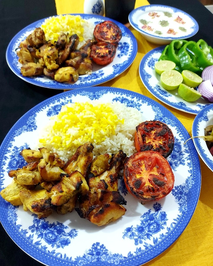 عکس جوجه کباب زعفرانی