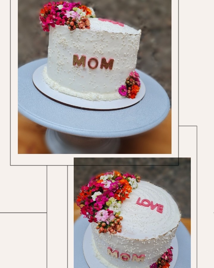 کیک خامه ی با تزئین گل طبیعی
سفارش یه دخترمهربون واسه مامان عزیزش?