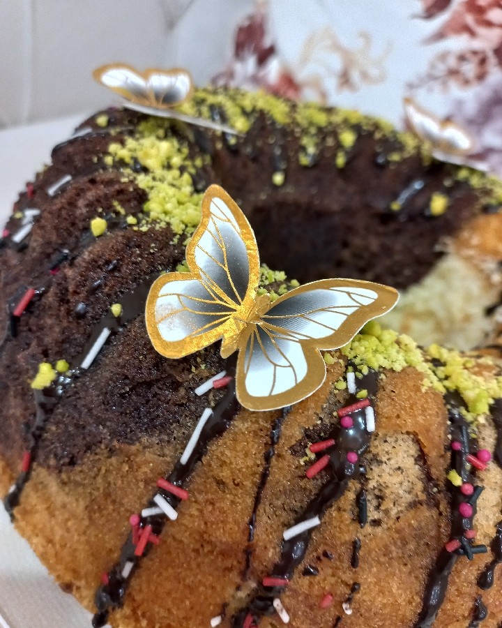 عکس کیک پرتقالی دو رنگ