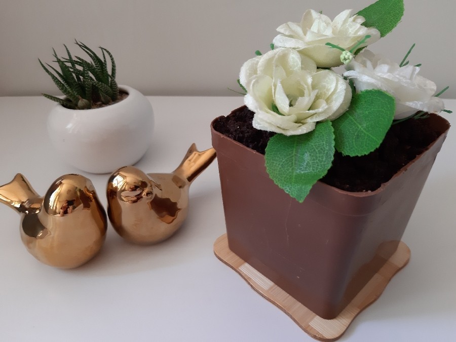 عکس کیک گلدونی با گلدون شکلاتی