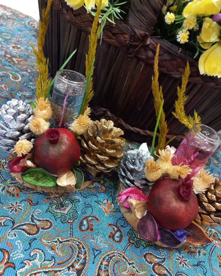 عکس تزئین شمع یلدا