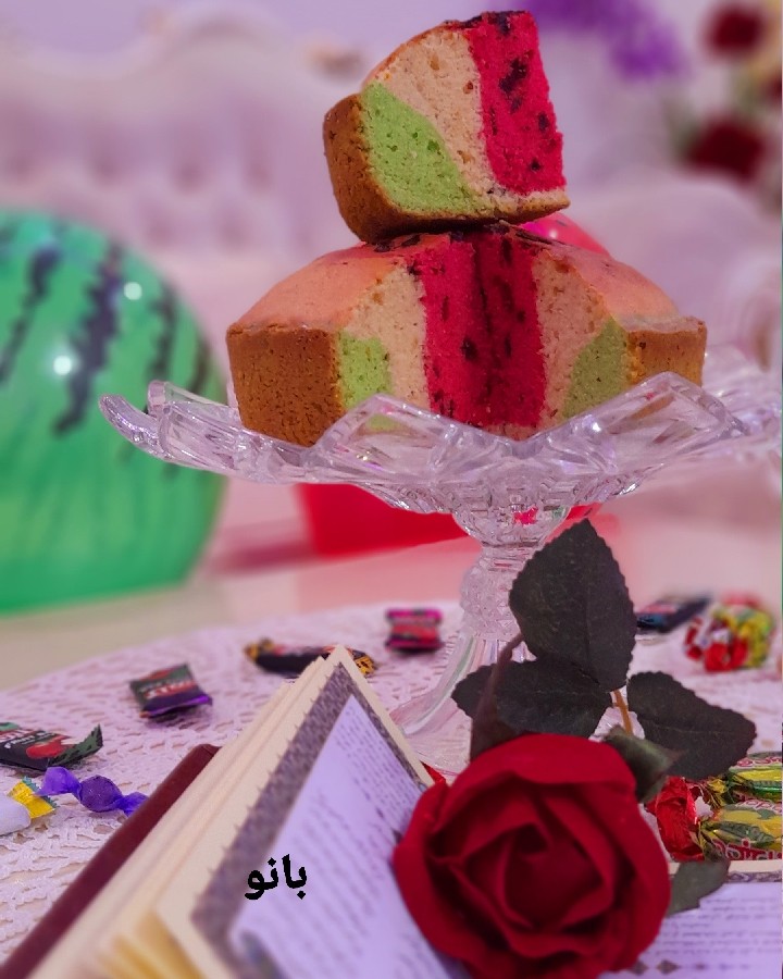 عکس کیک هندونه ای،بانوپز