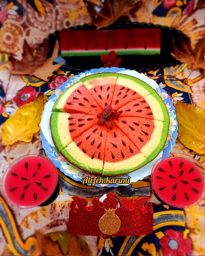 عکس کیک هندوانه و ژله هندوانه یلدایی