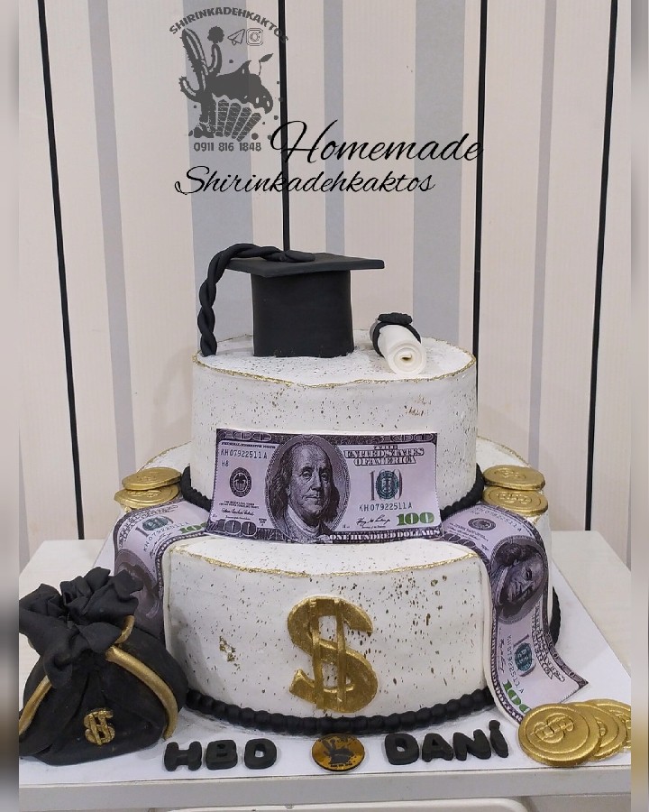 عکس کیک تولد 
تلفیقی از کیک دلار و فارغ تحصیلی
