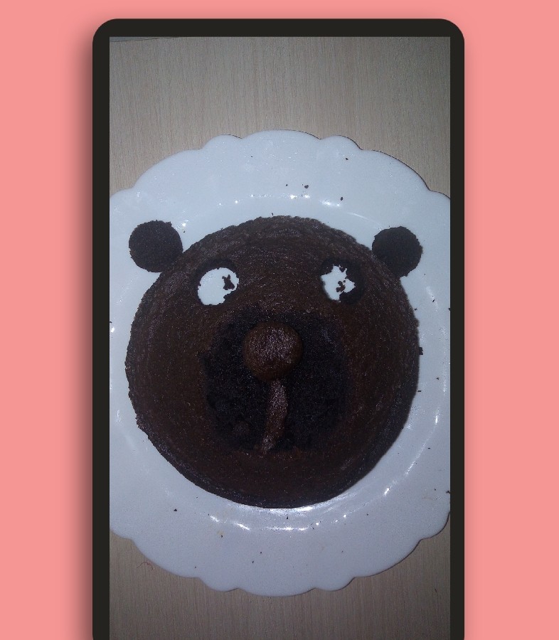 عکس کیک شکلاتی و خرسی (بدون خامه)