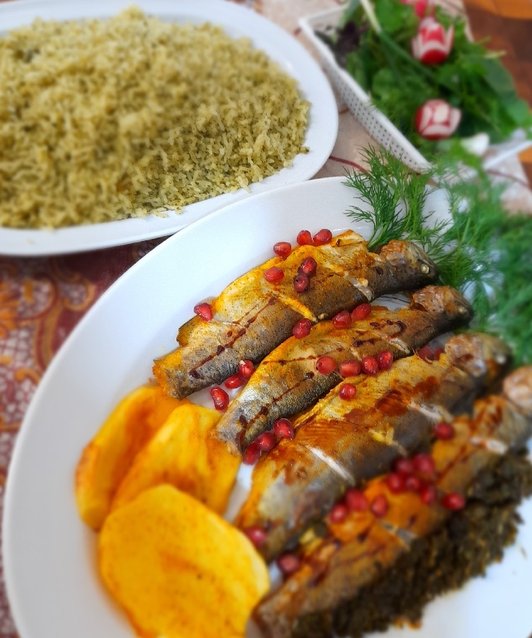 عکس سبزی پلوبا ماهی