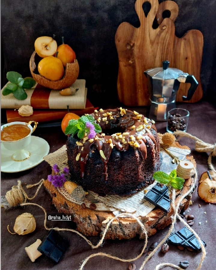 عکس کیک قهوه ی دابل چاکلت