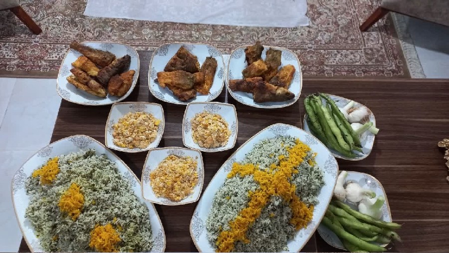 عکس سبزی پلو با ماهی و خوراک اشپل ماهی