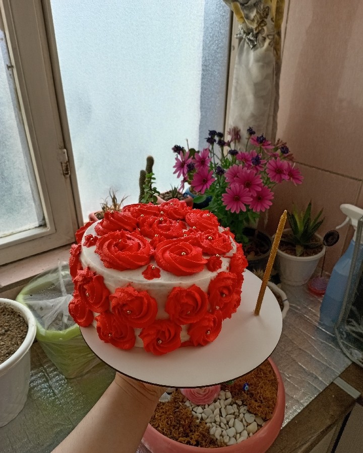 کیک تولد همسرجان
اولین کیک خامه ای نیلو پز