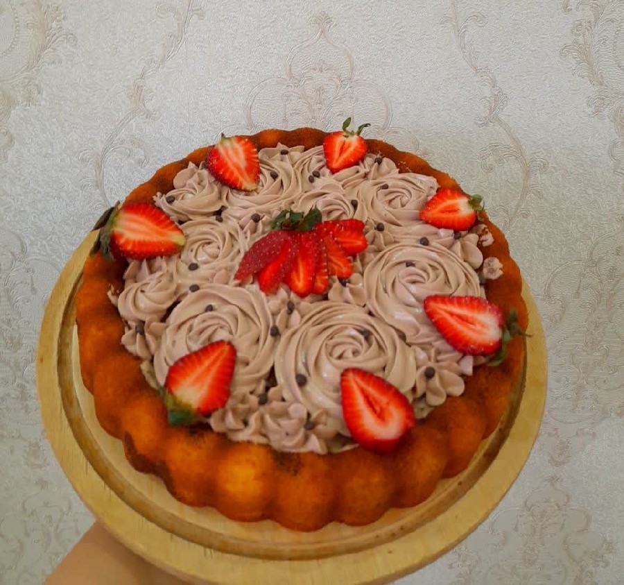 عکس کیک وانیلی دورنگ،کراست پنیری شکلاتی