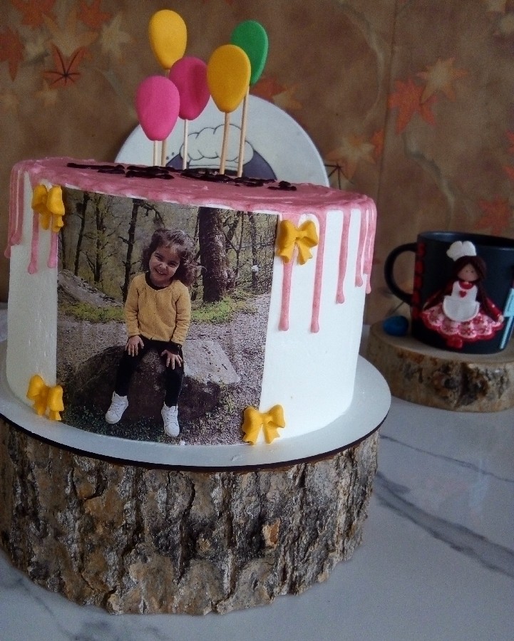 عکس کیک تولد بادکنی فوندات چاپ غیر خوراکی