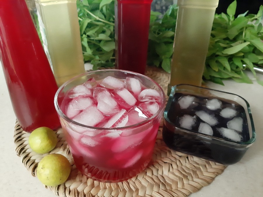 شربت ریحان بنفش و سبز بدون هیچ ماده شیمیایی