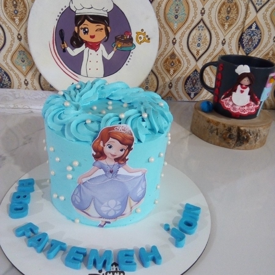 عکس کیک آبی پرنسس سوفیا چاپ غیر خوراکی?