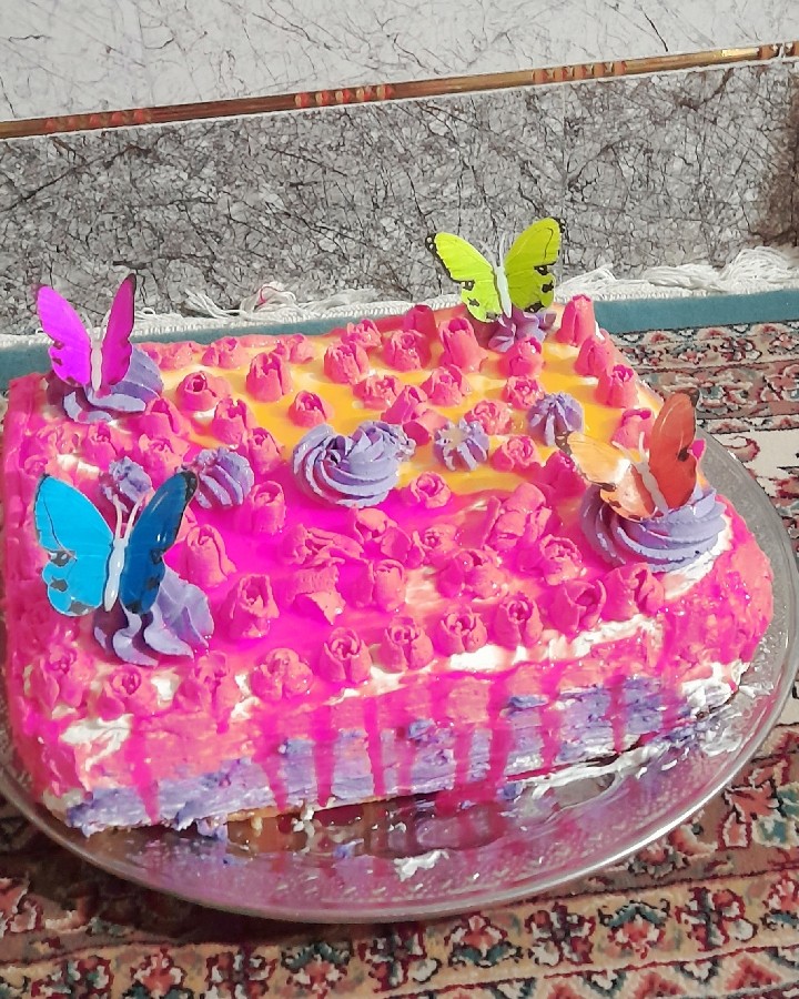 عکس کیک خامه ای دستپخت  خواهری
