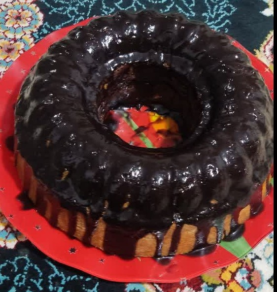 عکس کیک شربتى با روکش شکلات