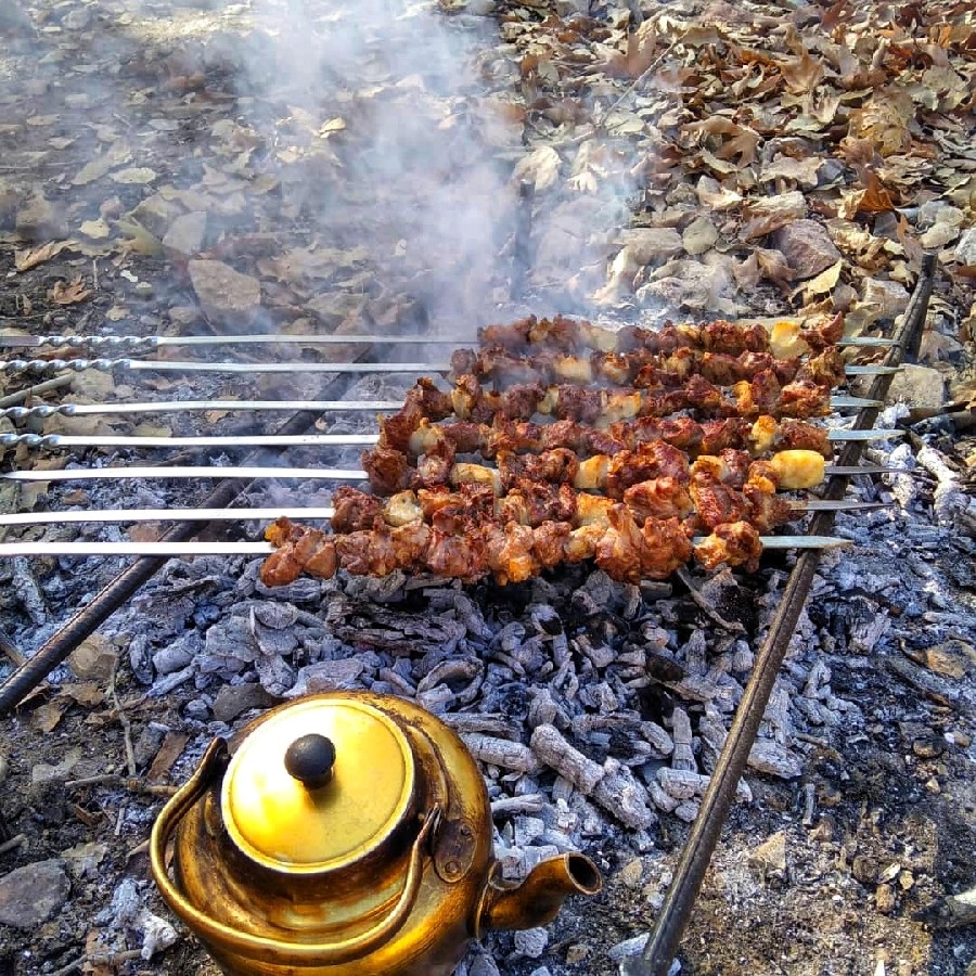 کباب بره (چنجه) در دل طبیعت