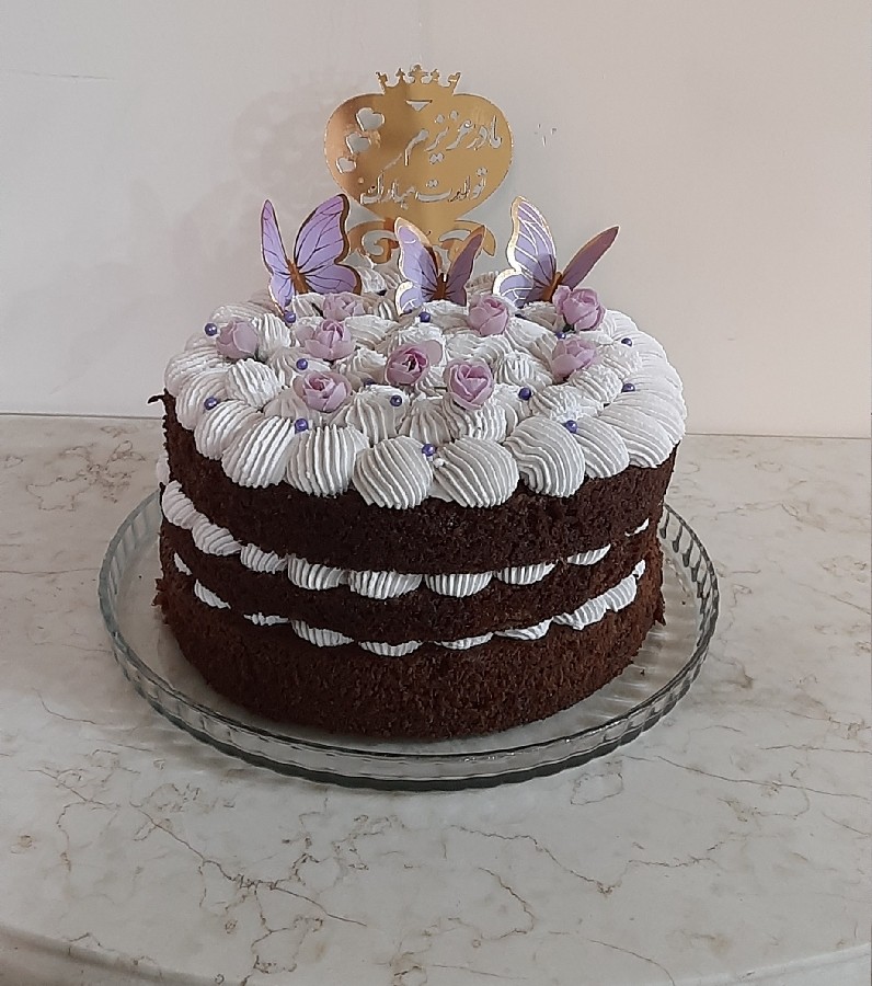 عکس کیک شکلاتی با فیلینگ پنیری با دستور حدیث سلطانی عزیز