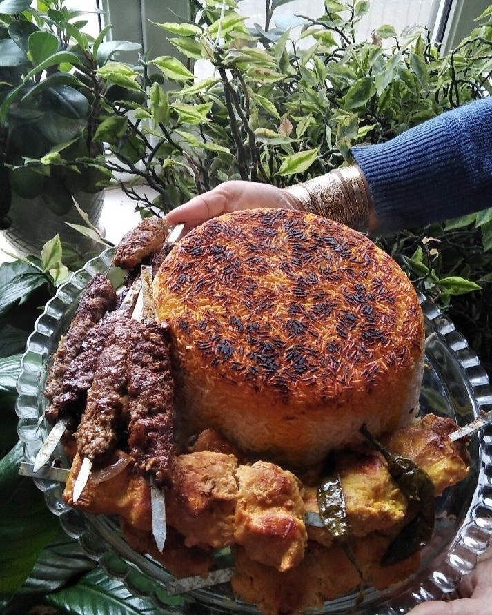 کباب تابه ای سیخی گوشت و مرغ