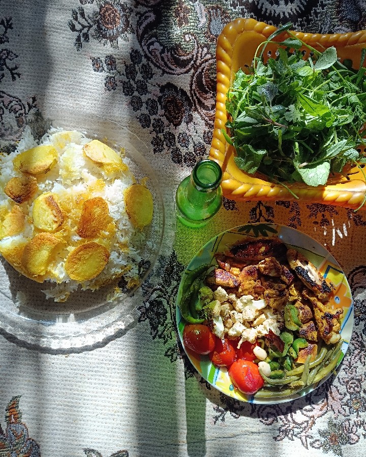 عکس جوجه کباب تابه ای با سبزیجات 
