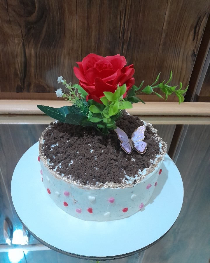 #کیک #خامه کشی # گلدان