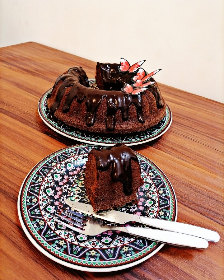 کیک شکلاتی +سس شکلات 