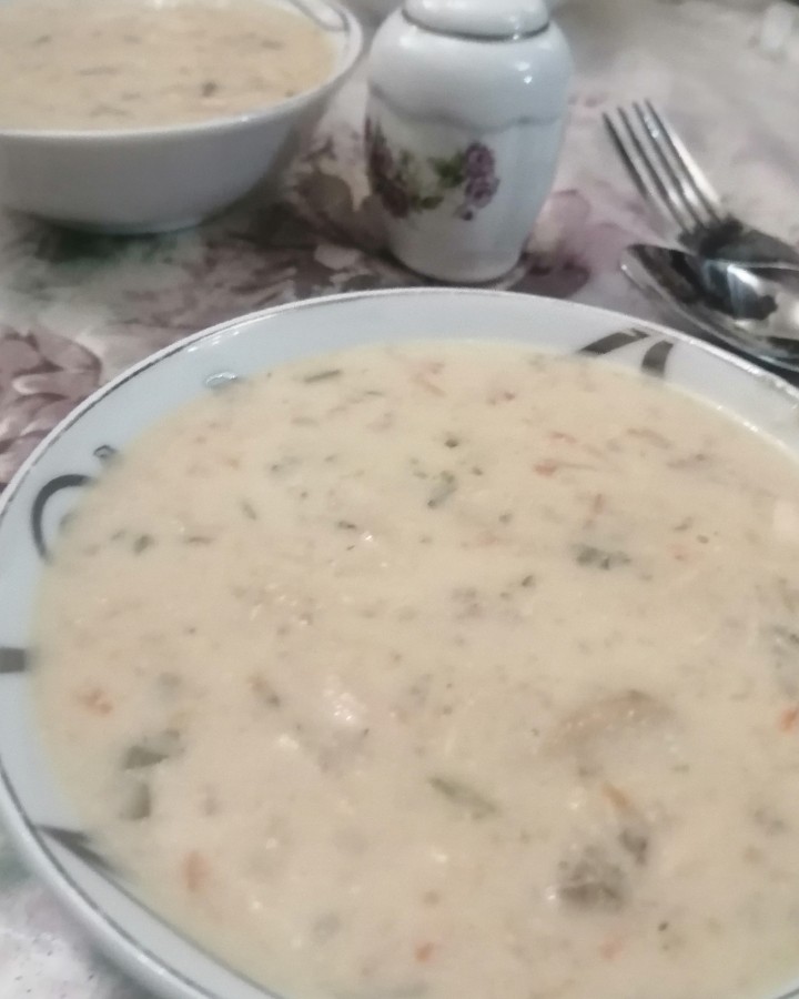 سوپ سفید قارچ و خامه??