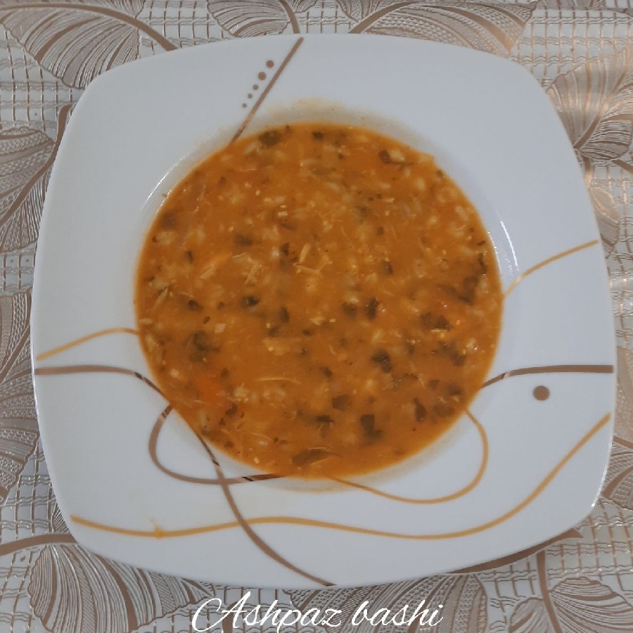 عکس سوپ مرغ و جو . Chicken and barley soup