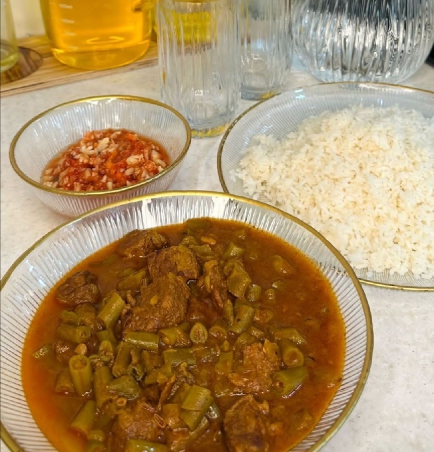 عکس خورش لوبیا سبز و پلو