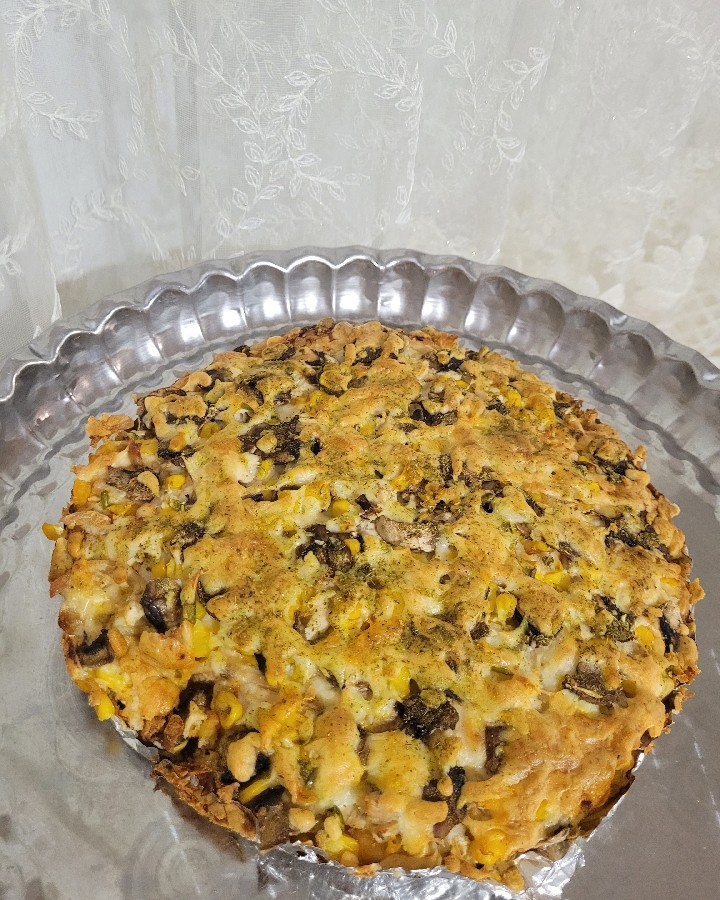 عکس پیتزا مرغ و قارچ