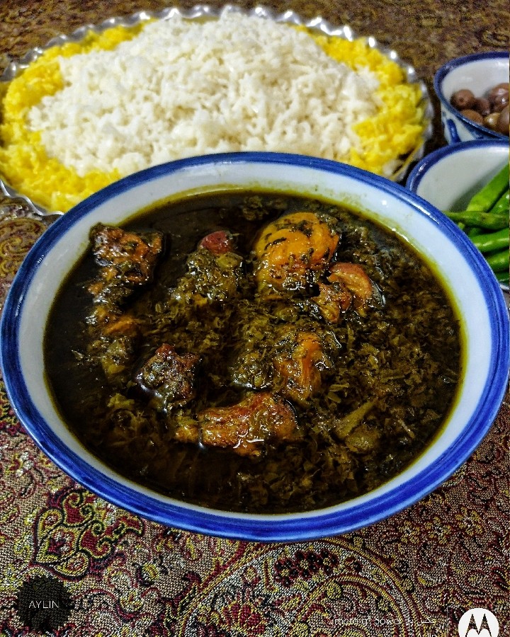 عکس خورشت آلو اسفناج 