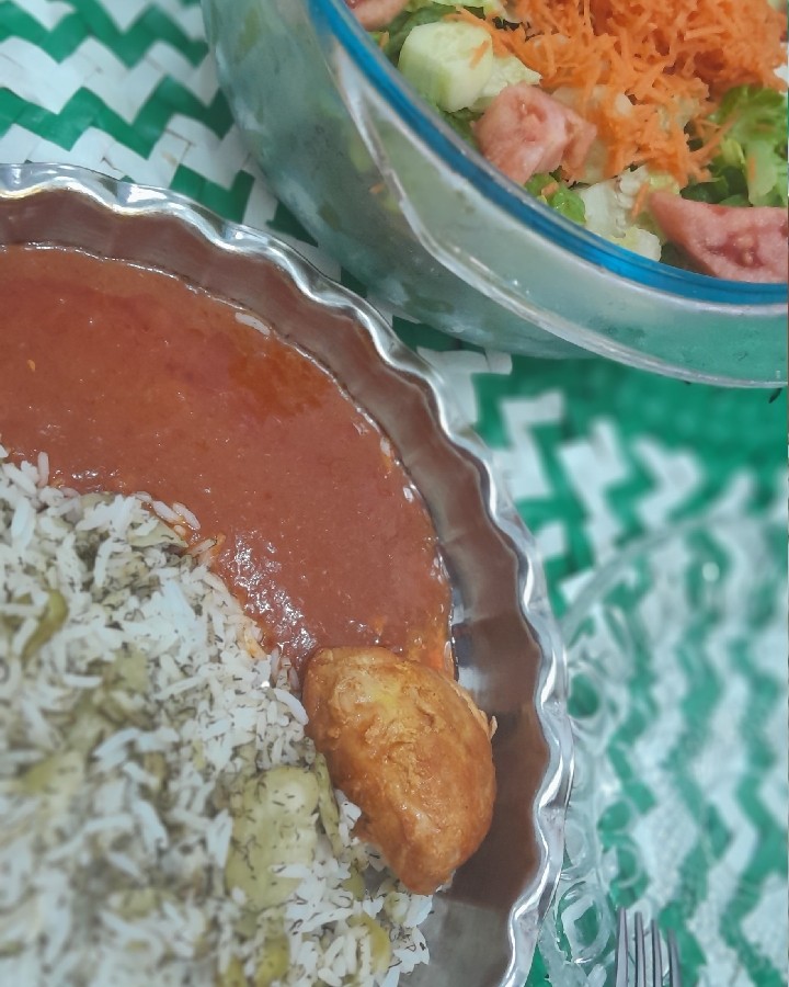 باقلی پلو با مرغ