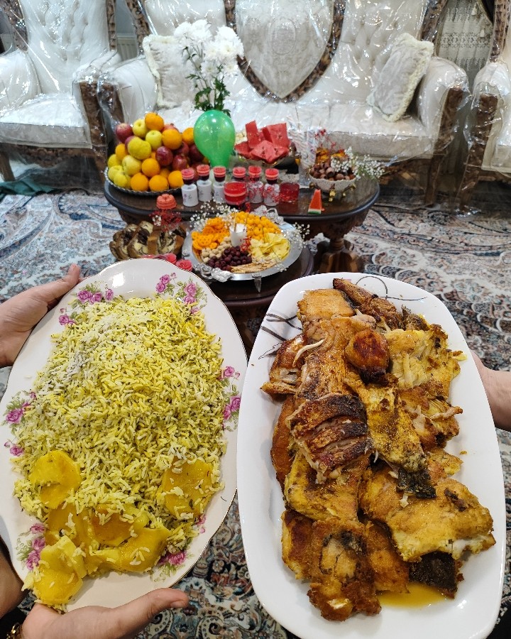 عکس سبزی پلو ماهی سرخ شده 