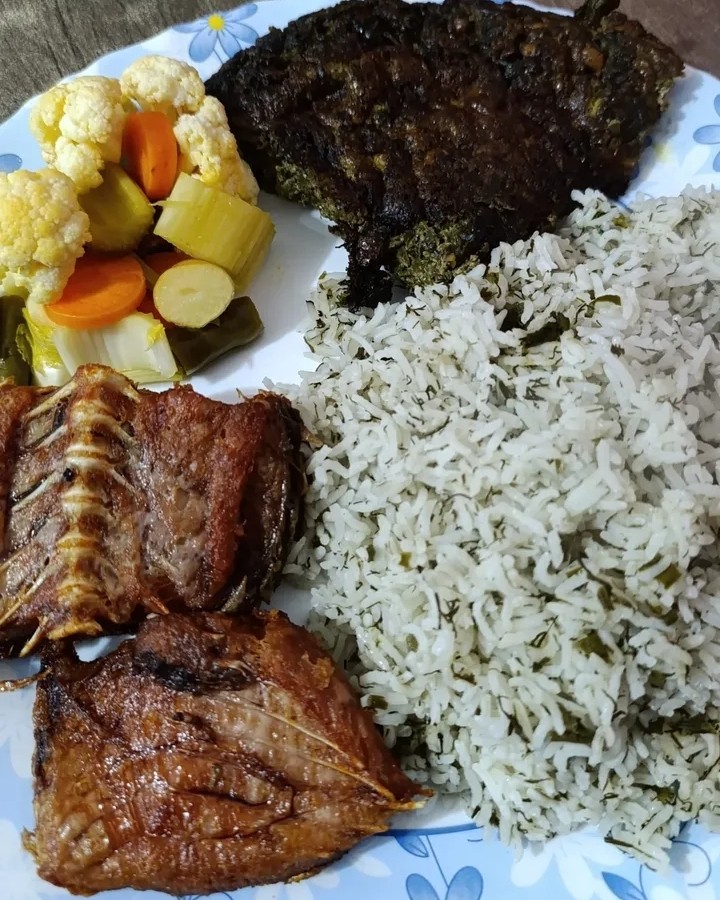 سبزی پلو با ماهی 