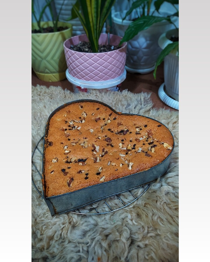 عکس کیک مـوزی نسکـافه ای با گردو