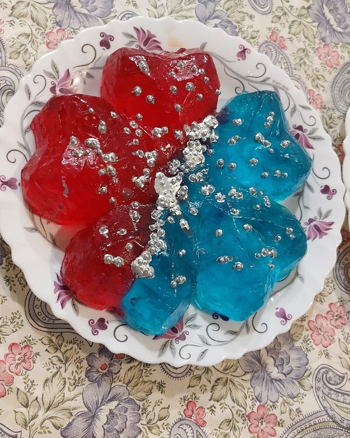 عکس ژله خرده شیشه دورنگ