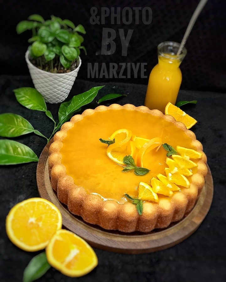 عکس کیک پرتقالی با روکش سس پرتقالی