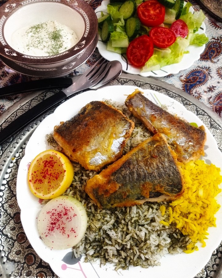 عکس شوید پلو با ماهی 