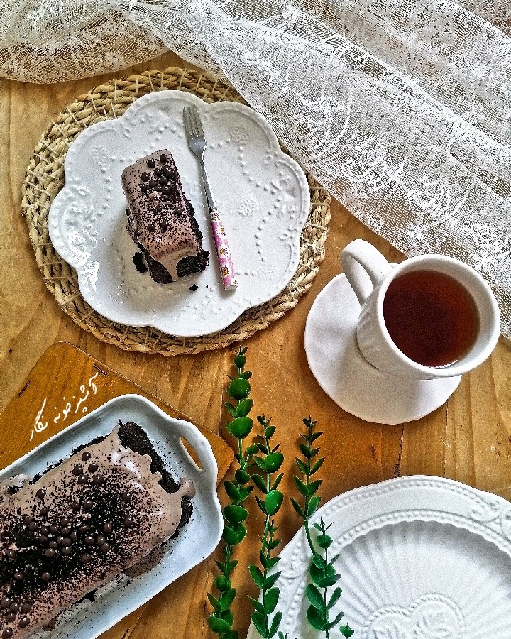 عکس کیک شکلاتی با رویه موکا