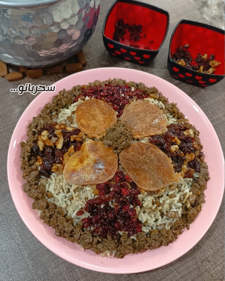 عکس عدس پلو با گوشتچرخکرده